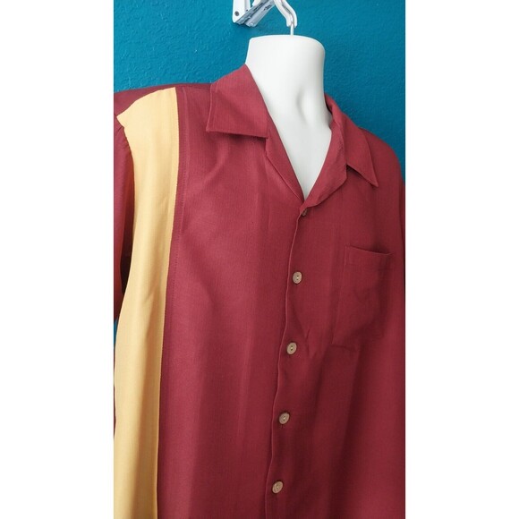 Vintage Maui Trading Co. Mens Shirt Large Maroon/Yellow Short Sleeve Pot Leaf - Picture 3 of 7
